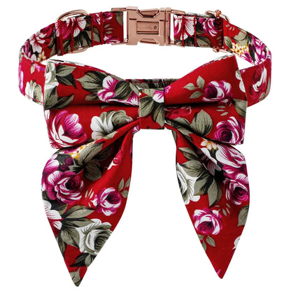 Cotton Dog Collar with Rose Gold Buckle